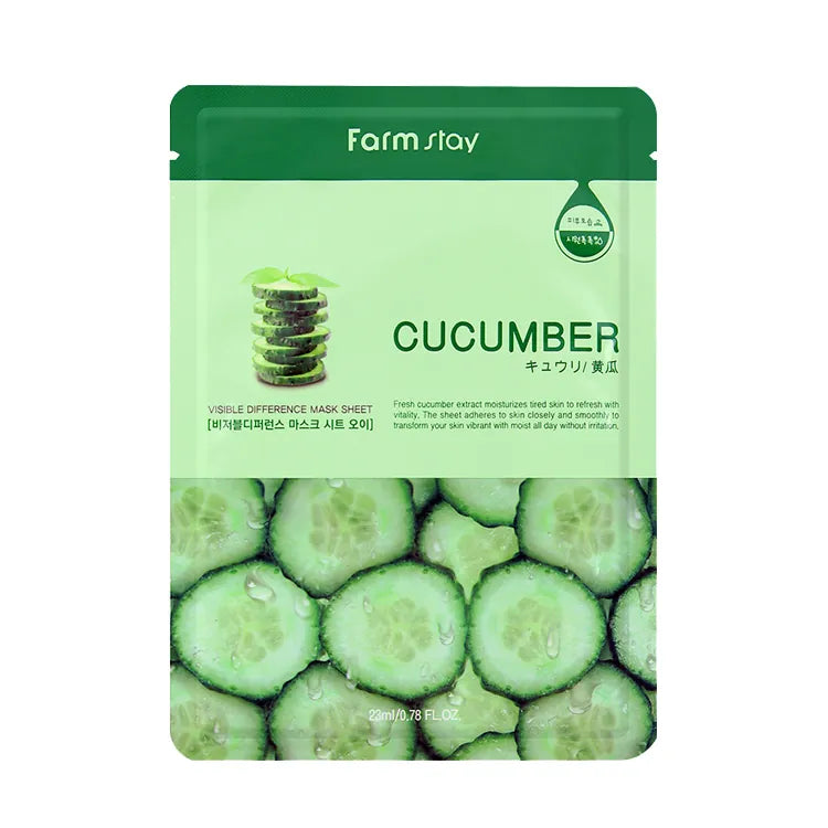 Palmstay Cucumber Sheet Mask, 10-Pack Korean Hydrating Skincare