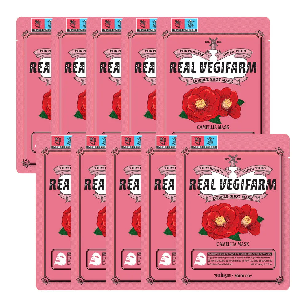 Forderskin Real Vegefarm Double Shot Mask 23ml (10-Pack) - Camellia