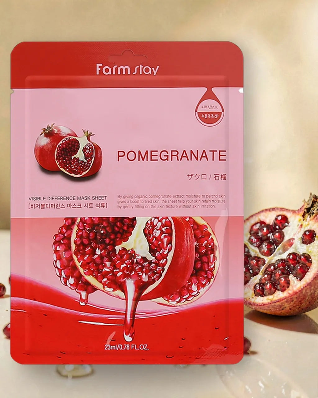 Detail - Farmstay Pomegranate Sheet Mask - Brightening K-Beauty, 10 Pack