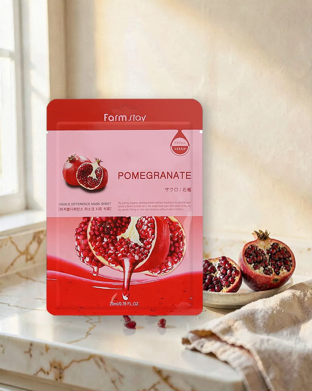 Lifestyle - Farmstay Pomegranate Sheet Mask - Brightening K-Beauty, 10 Pack