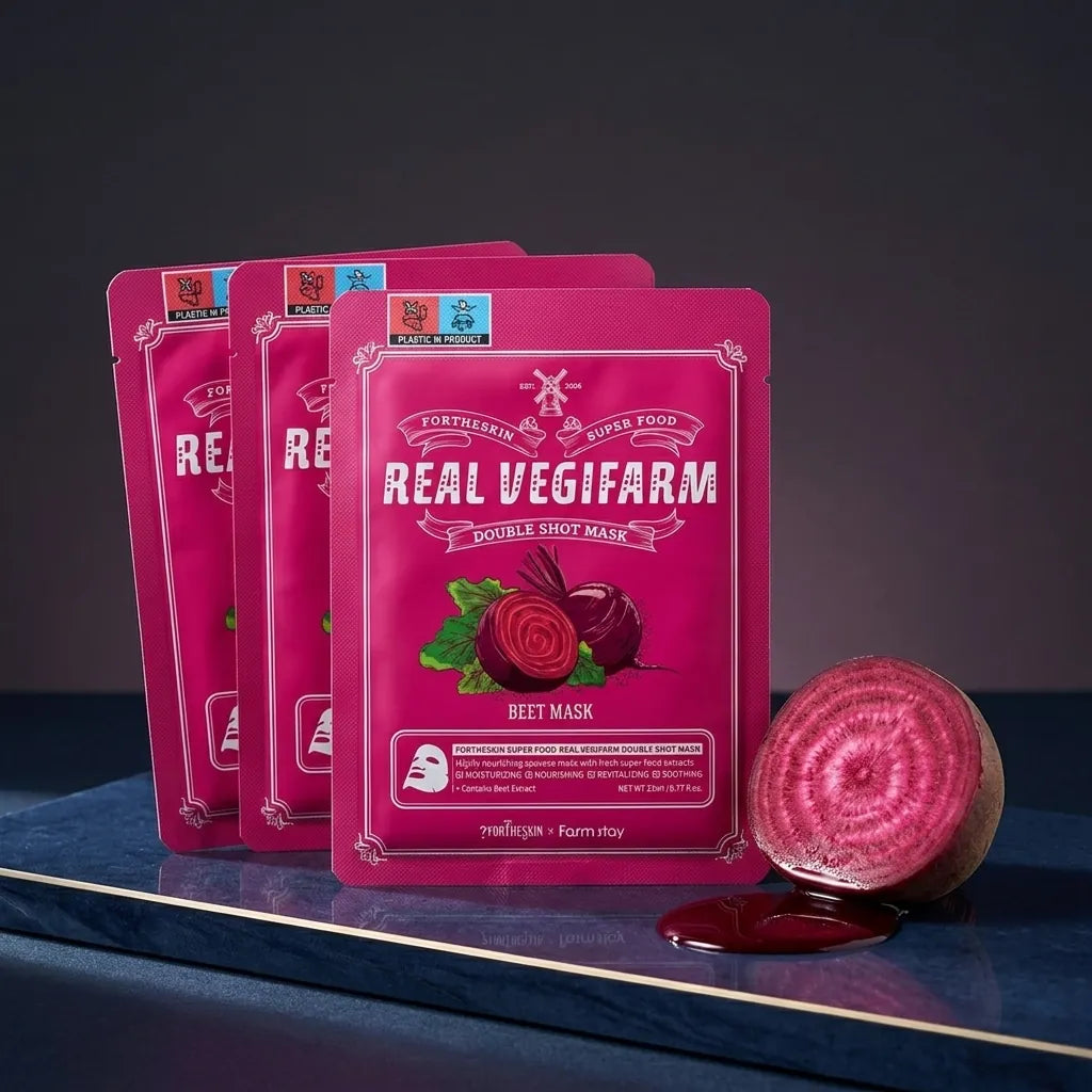 Foderskin Vegefarm Beet Double Shot Ampoule Sheet Mask (10 Pack)