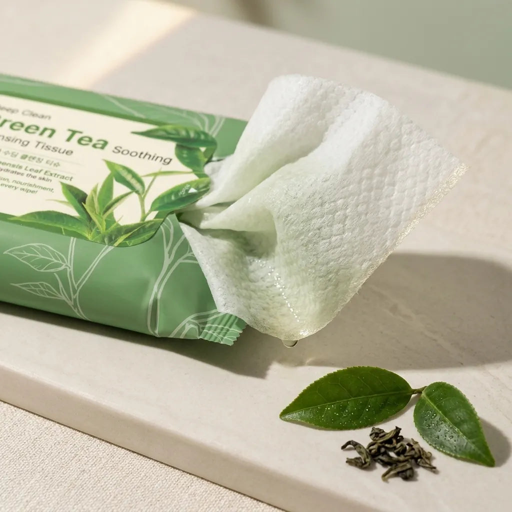 Detail - Foodaholic Green Tea Soothing Cleansing Tissues - 30 Sheets