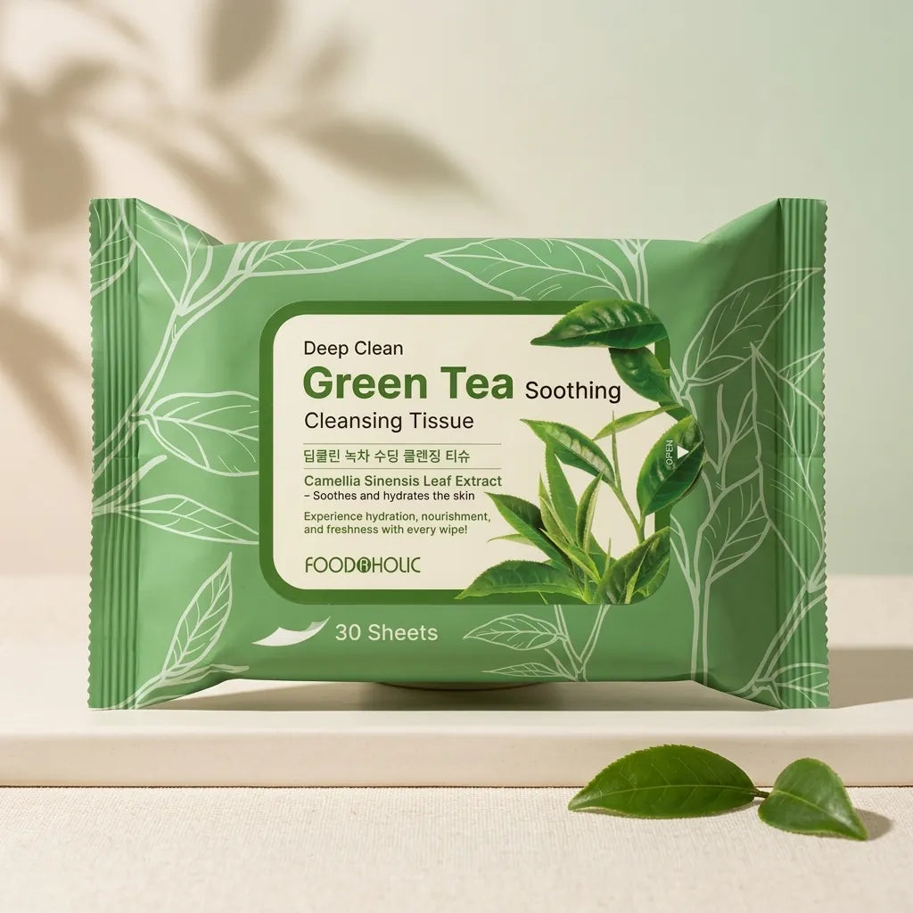 Foodaholic Green Tea Soothing Cleansing Tissues - 30 Sheets