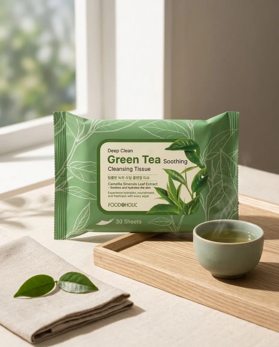 Lifestyle - Foodaholic Green Tea Soothing Cleansing Tissues - 30 Sheets