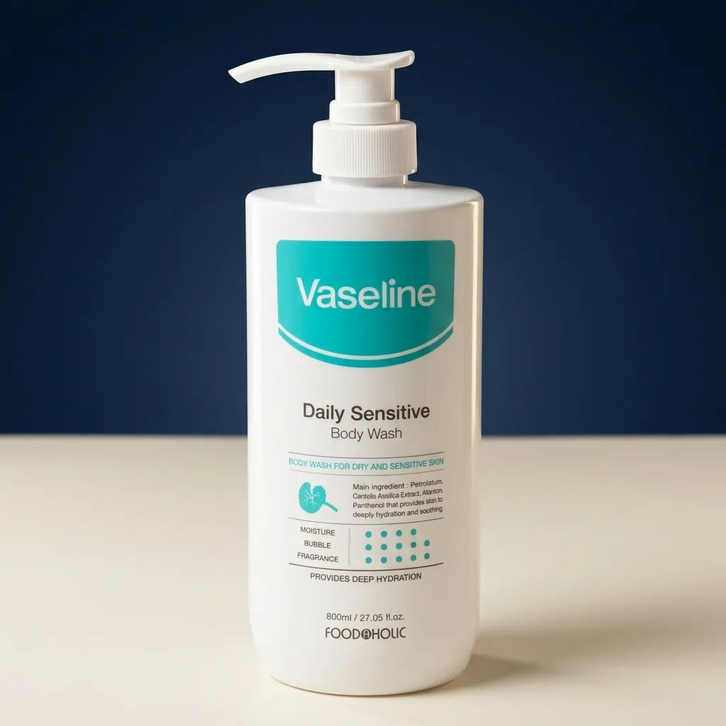 Foodaholic Vaseline Body Wash 800ml - Daily Moisture Cleanser