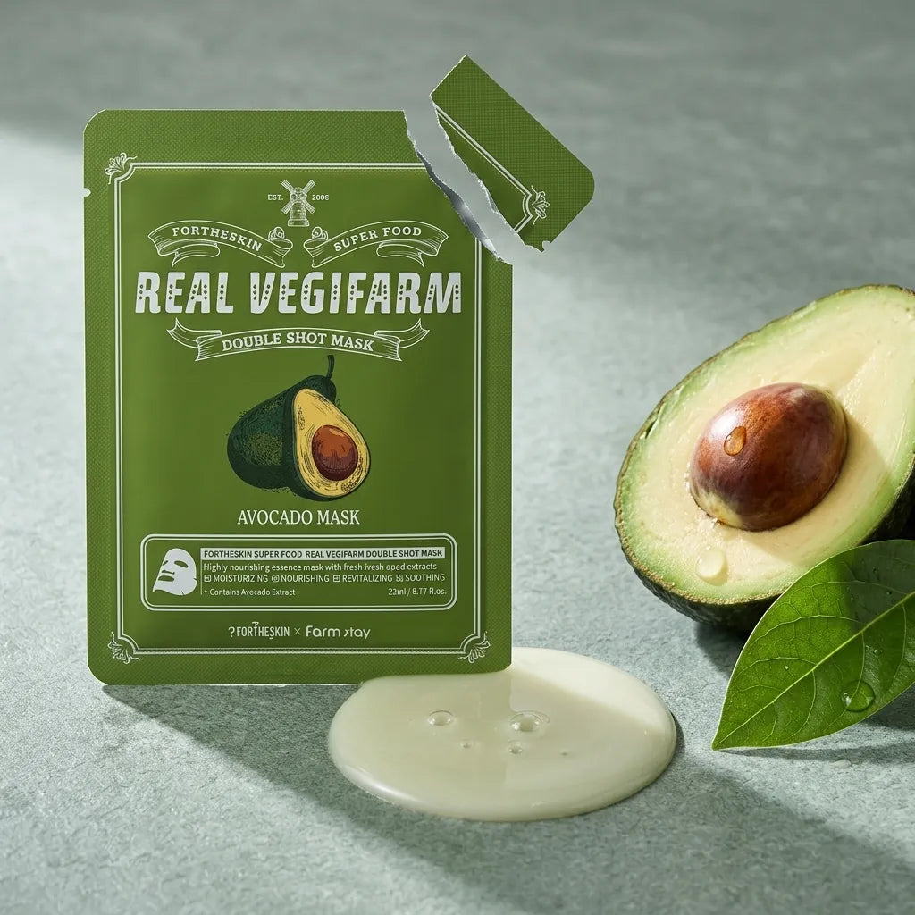 Detail - FORTHESKIN Real Vegifarm Avocado Double Shot Ampoule Mask 10pk