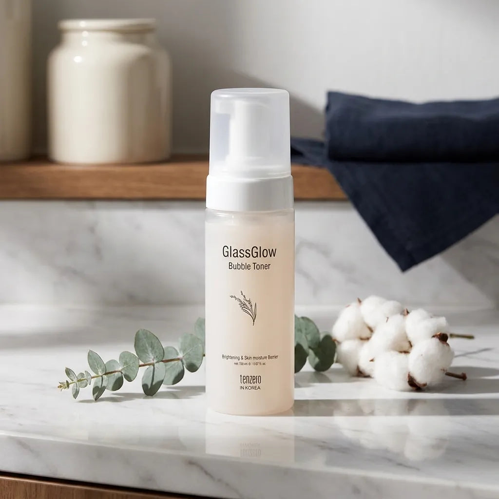 Lifestyle - Tenzero Glass Glow Bubble Toner 150ml — hydrating glass-skin toner