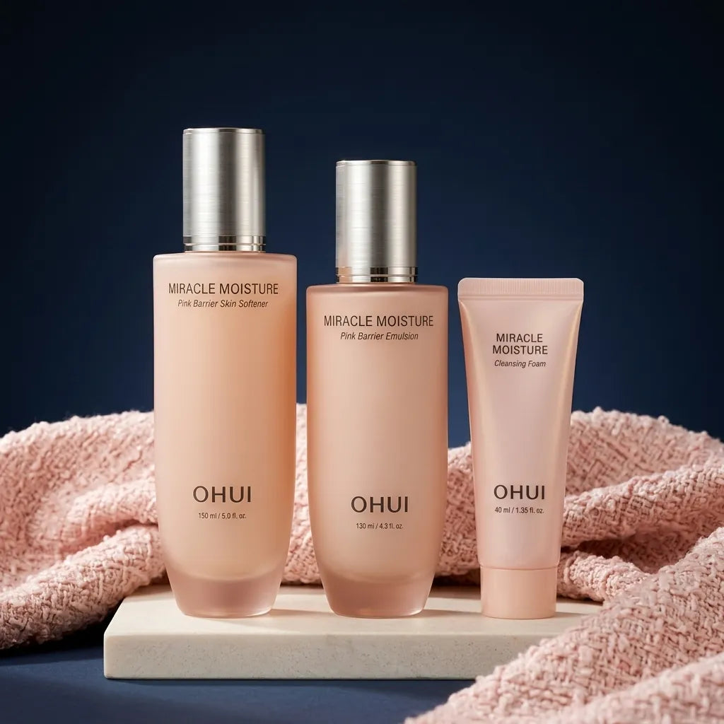 O HUI Miracle Moisture Pink Barrier 3pc Ceramide Skincare Set